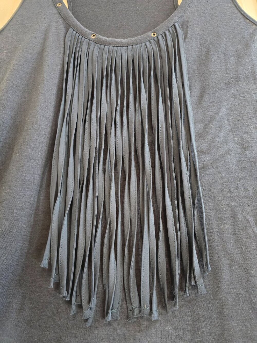 Jessica Simpson Deedra Fringe Racerback Tank Top - Navy - Picture 4 of 9